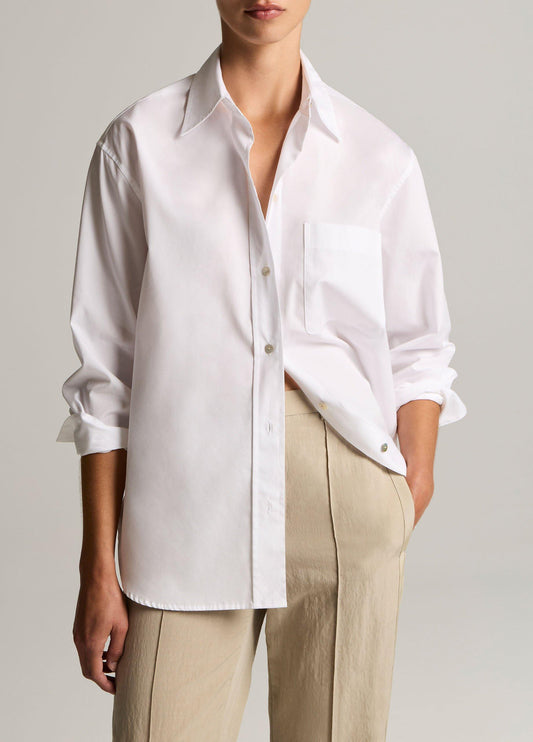Cotton Oversized Button-Front Shirt - US 9823