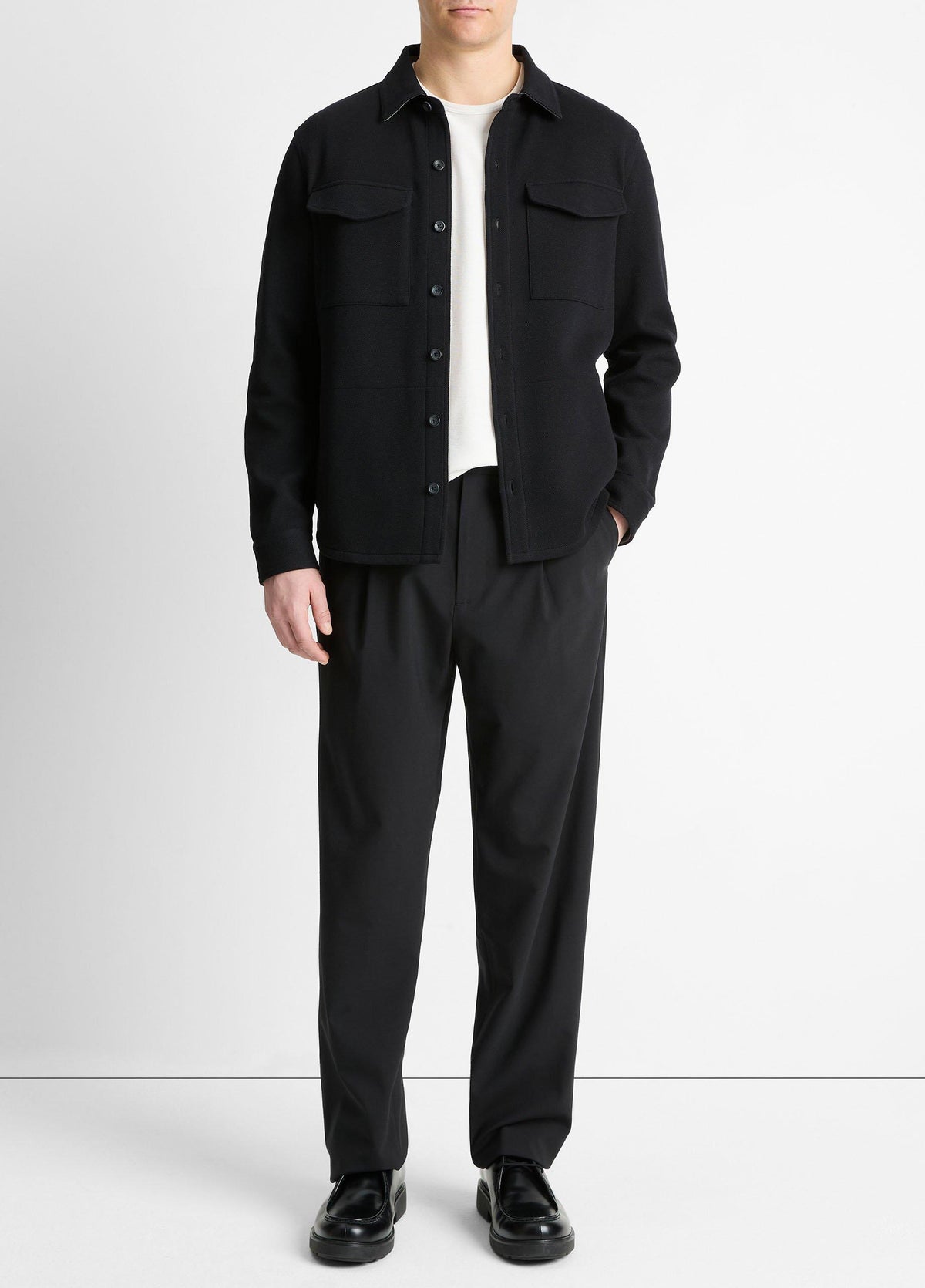 Double-Knit Cotton-Blend Piqué Shirt Jacket - US 4506