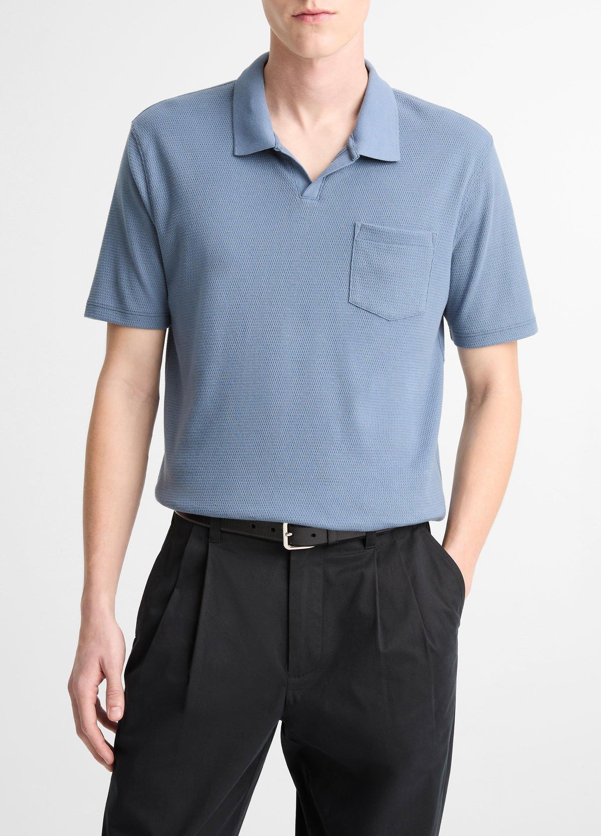 Cotton-Blend Johnny-Collar Polo Shirt - US 7177